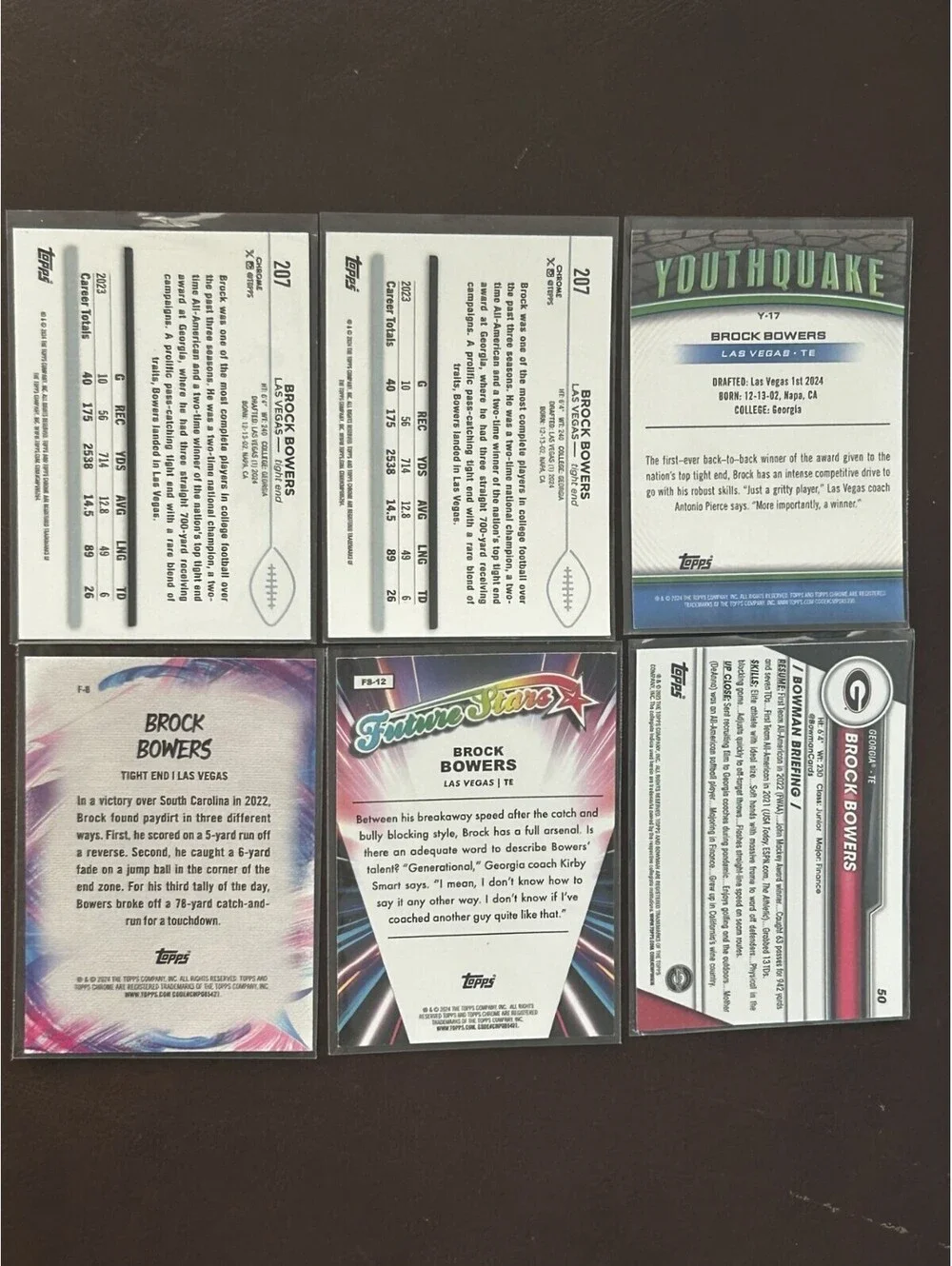 2024 NFL TE BROCK BOWERS TOPPS ROOKIE COLLECTION 6 RC LOT NM LAS VEGAS RAIDERS